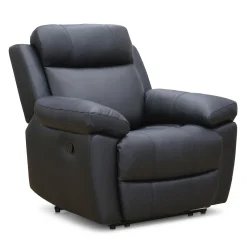 Fauteuil inclinable et berçant en cuir véritable