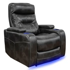 Fauteuil inclinable électrique avec rangement, porte-gobelets et éclairage DEL - gris