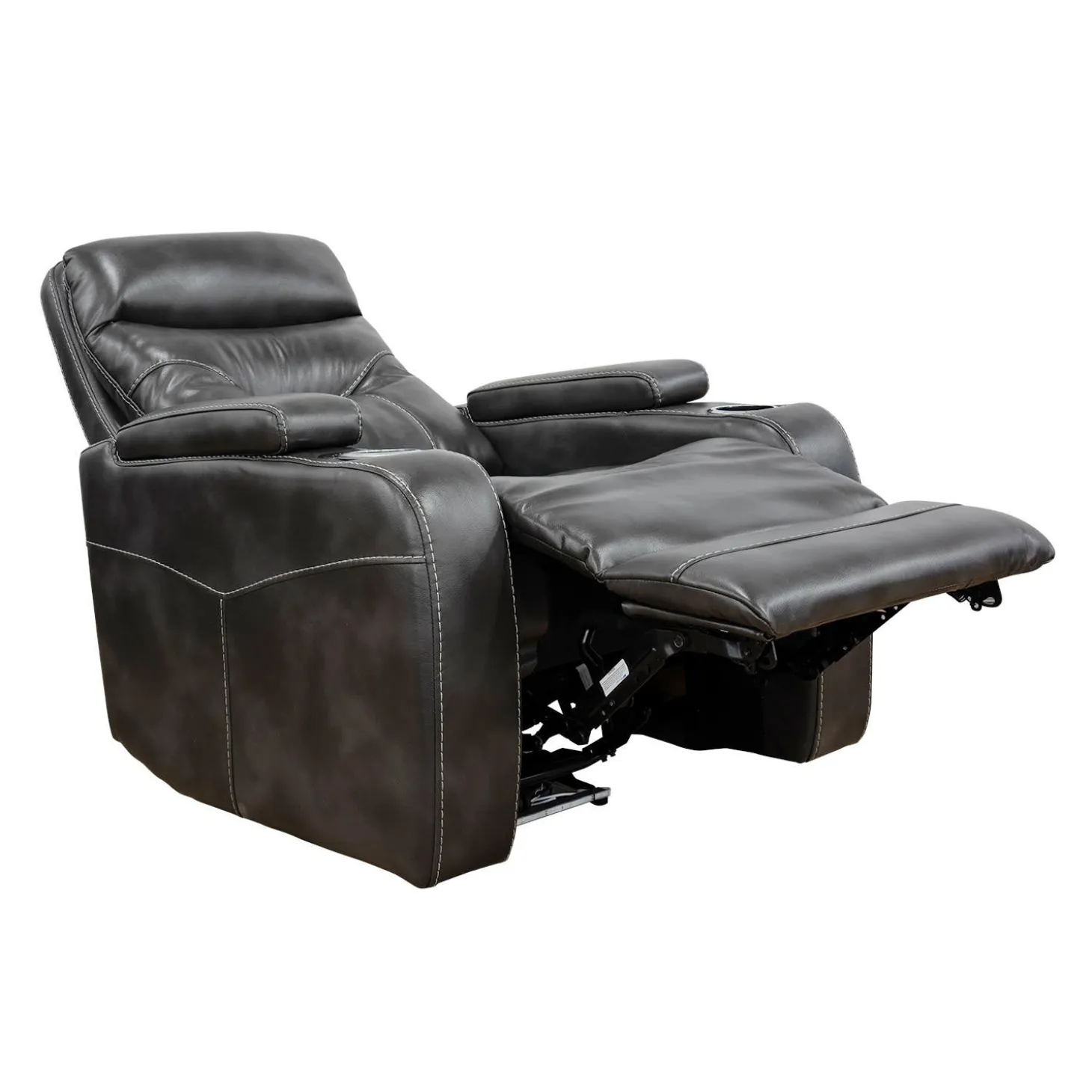 Fauteuil inclinable électrique avec rangement, porte-gobelets et éclairage DEL - gris