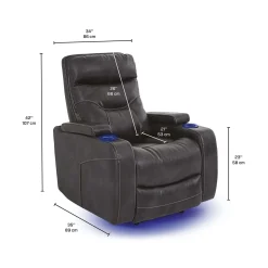 Fauteuil inclinable électrique avec rangement, porte-gobelets et éclairage DEL - gris