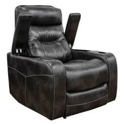 Fauteuil inclinable électrique avec rangement, porte-gobelets et éclairage DEL - gris