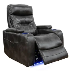 Fauteuil inclinable électrique avec rangement, porte-gobelets et éclairage DEL - gris