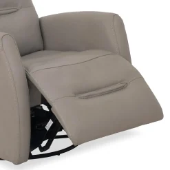 Fauteuil inclinable électrique en cuir véritable - gris