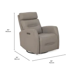 Fauteuil inclinable électrique en cuir véritable - gris
