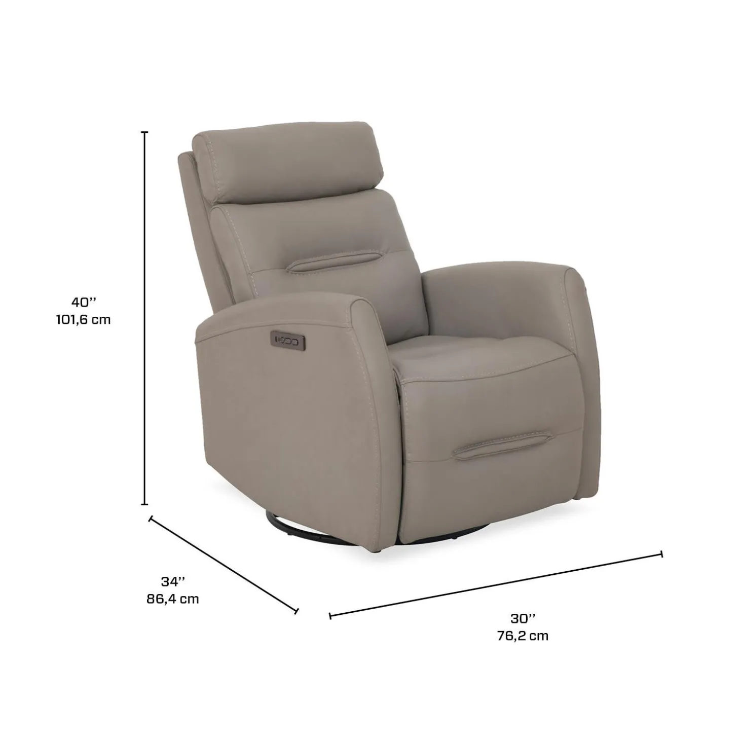 Fauteuil inclinable électrique en cuir véritable - gris