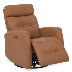Fauteuil inclinable électrique en cuir véritable - tan