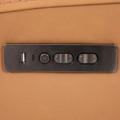 Fauteuil inclinable électrique en cuir véritable - tan