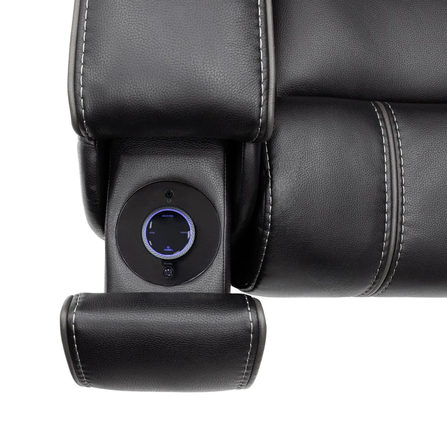 Fauteuil inclinable électrique avec appui-tête ajustable, commandes rétractables et système de son immersif