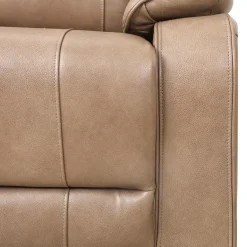 Fauteuil inclinable électrique en cuir avec appui-tête ajustable - taupe