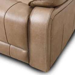 Fauteuil inclinable électrique en cuir avec appui-tête ajustable - taupe