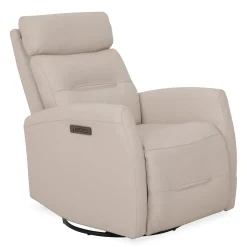 Fauteuil inclinable électrique en cuir véritable - beige