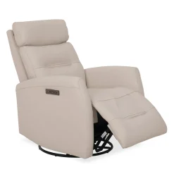 Fauteuil inclinable électrique en cuir véritable - beige