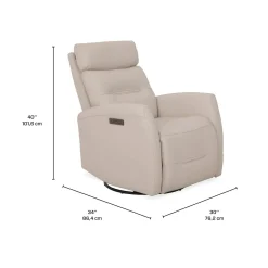 Fauteuil inclinable électrique en cuir véritable - beige
