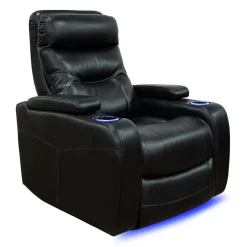 Fauteuil inclinable électrique avec rangement, porte-gobelets et éclairage DEL - noir