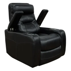 Fauteuil inclinable électrique avec rangement, porte-gobelets et éclairage DEL - noir