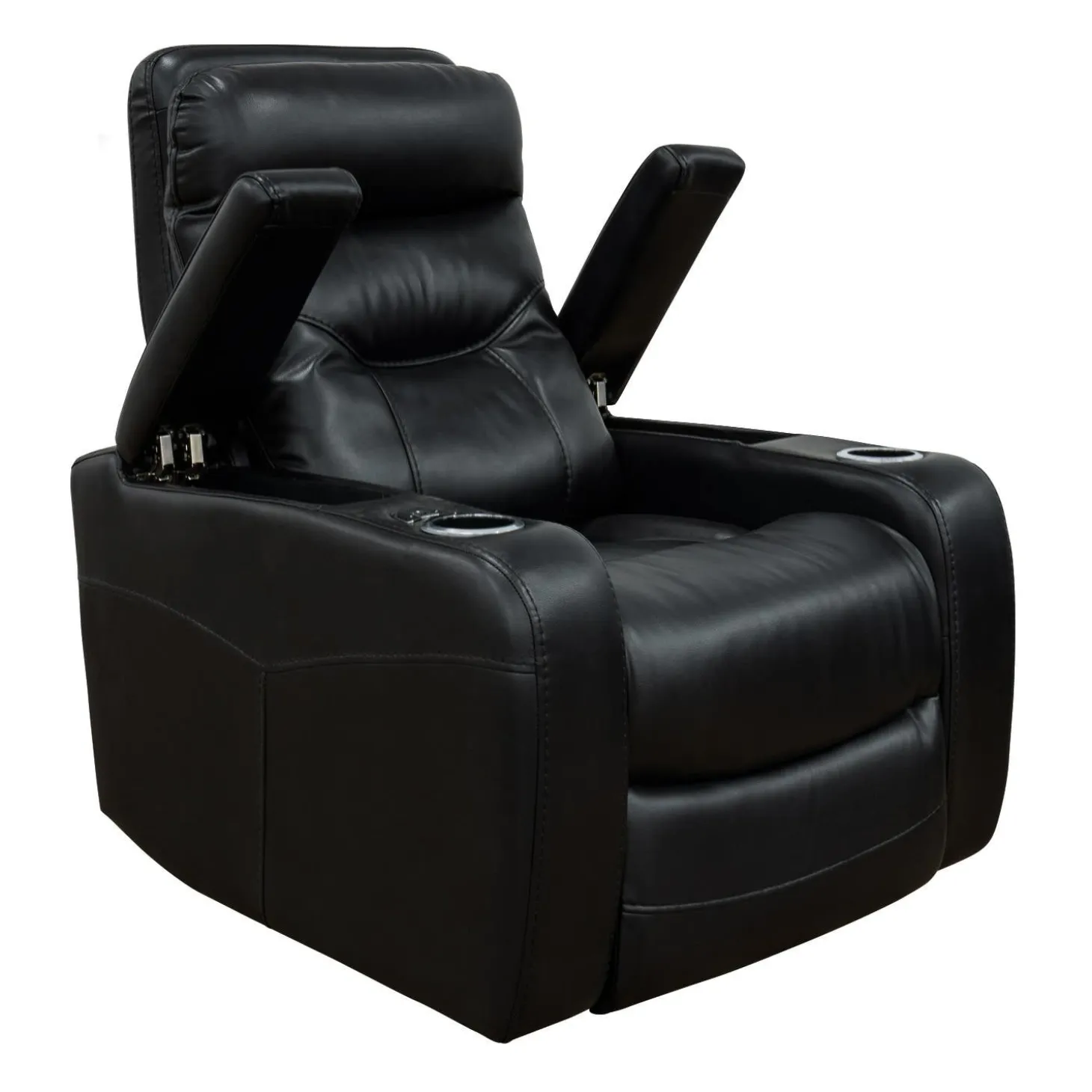 Fauteuil inclinable électrique avec rangement, porte-gobelets et éclairage DEL - noir