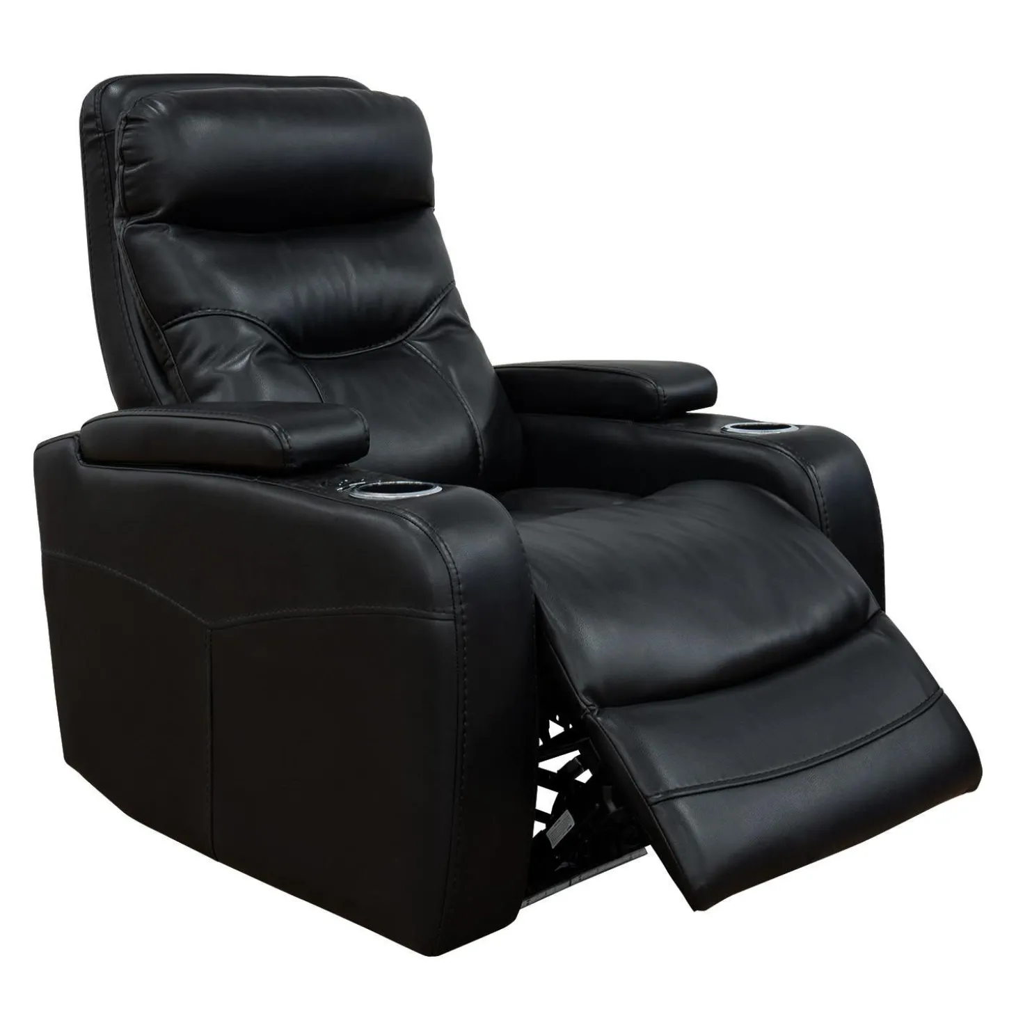 Fauteuil inclinable électrique avec rangement, porte-gobelets et éclairage DEL - noir