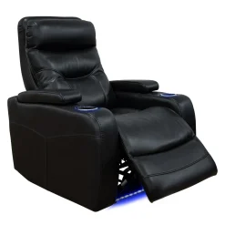 Fauteuil inclinable électrique avec rangement, porte-gobelets et éclairage DEL - noir