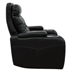 Fauteuil inclinable électrique avec rangement, porte-gobelets et éclairage DEL - noir
