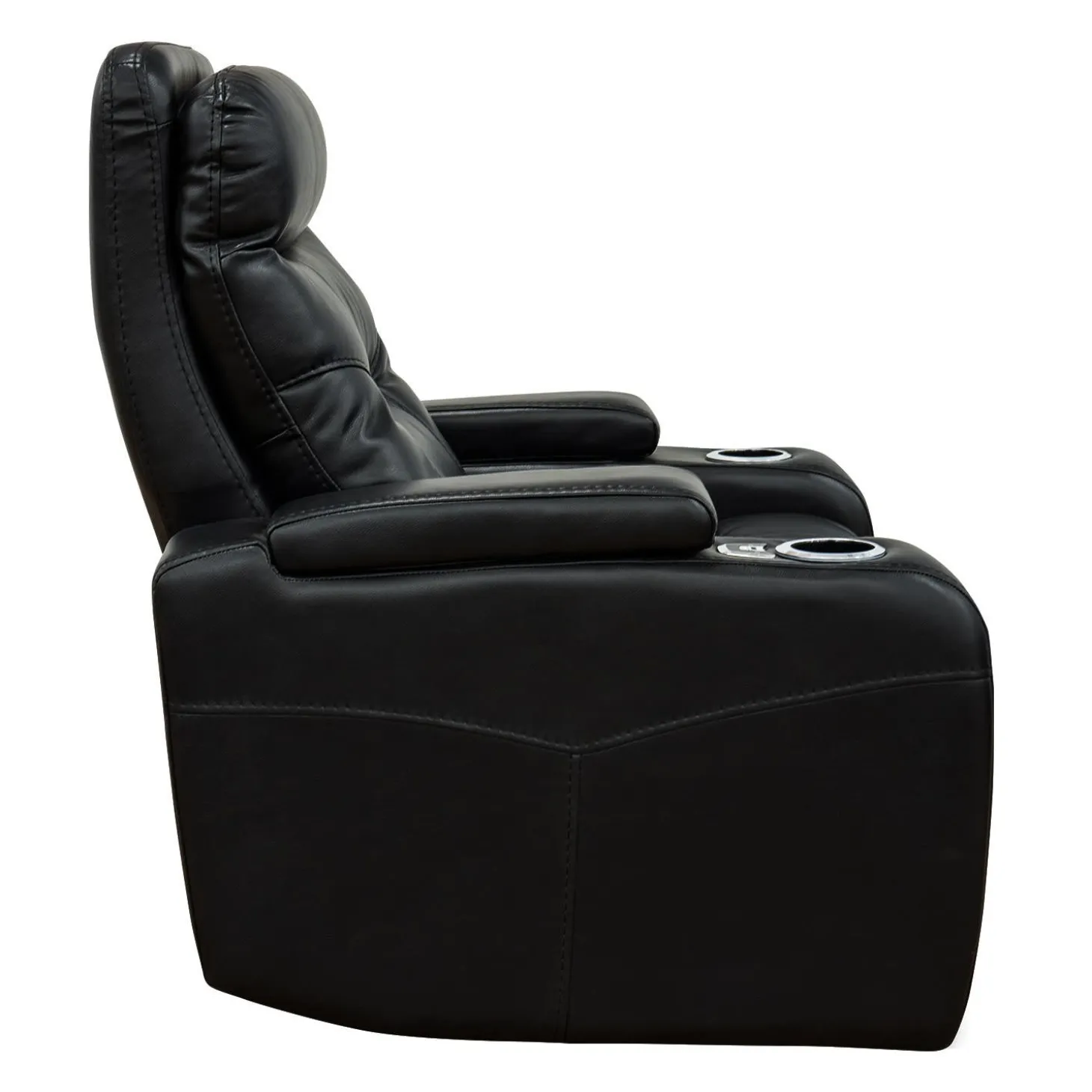 Fauteuil inclinable électrique avec rangement, porte-gobelets et éclairage DEL - noir