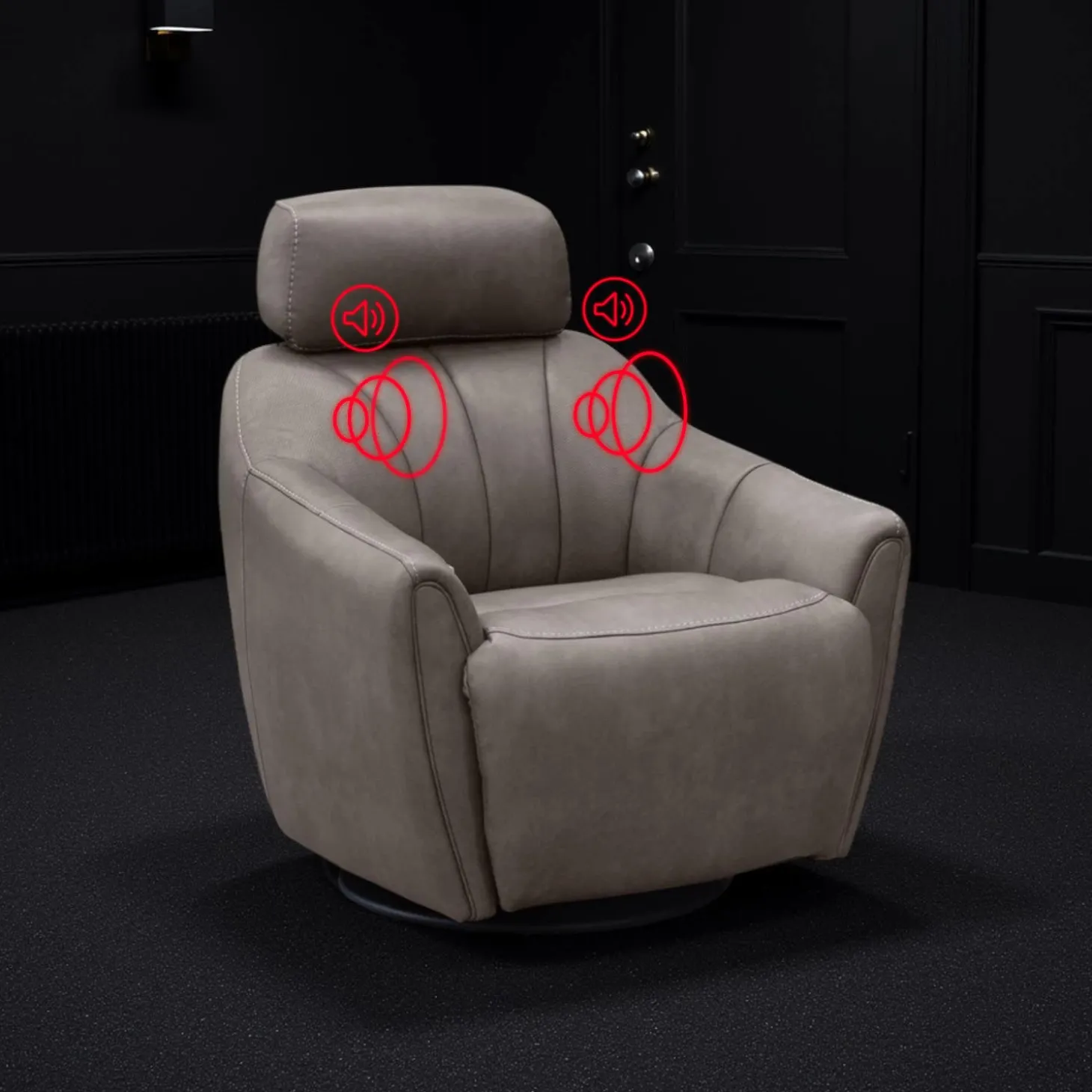 Fauteuil inclinable pivotant électrique avec système audio intégré - gris