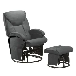 Fauteuil inclinable, pivotant et berçant à billes avec repose-pieds