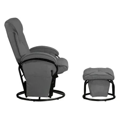 Fauteuil inclinable, pivotant et berçant à billes avec repose-pieds
