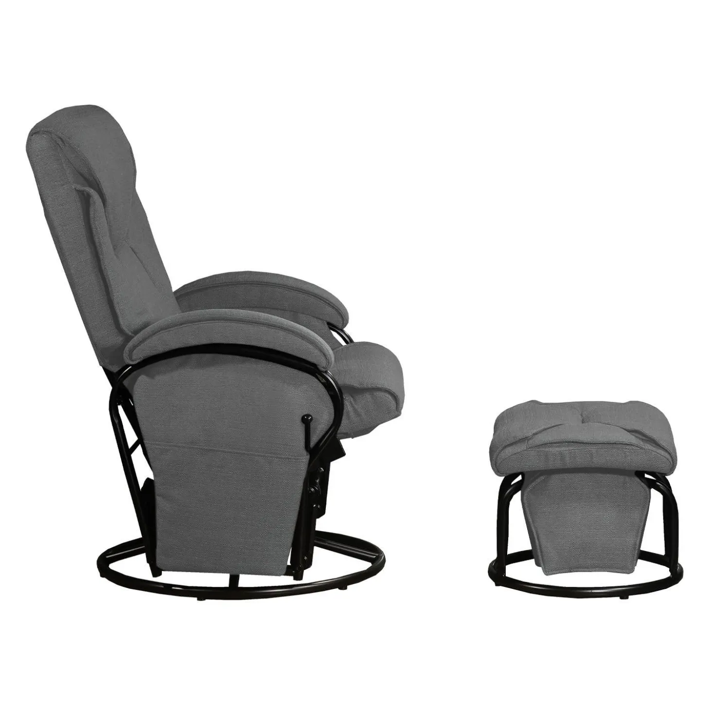 Fauteuil inclinable, pivotant et berçant à billes avec repose-pieds