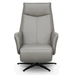 Fauteuil électrique inclinable et pivotant en cuir véritable - sable