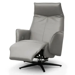 Fauteuil électrique inclinable et pivotant en cuir véritable - sable