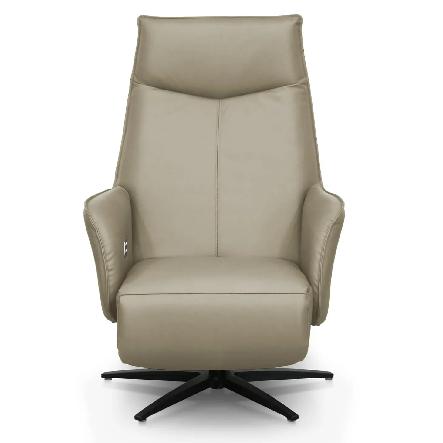 Fauteuil électrique inclinable et pivotant en cuir véritable - taupe
