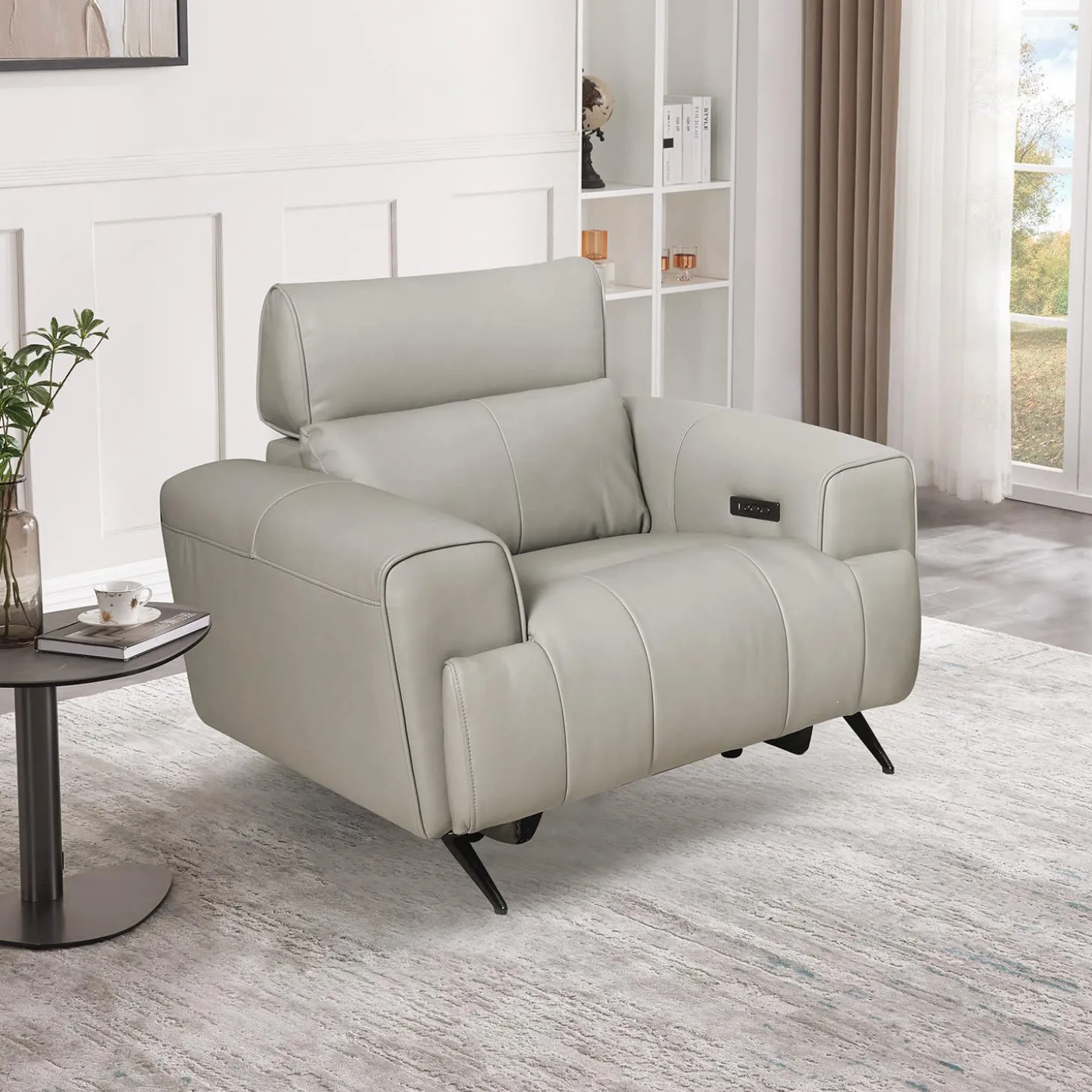 Fauteuil électrique inclinable en cuir véritable