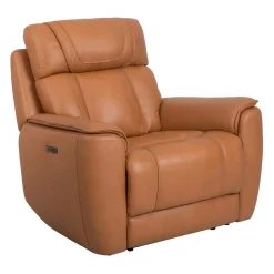 Fauteuil électrique inclinable en cuir véritable avec appui-tête ajustable