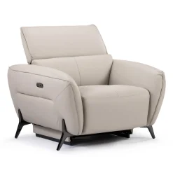 Fauteuil électrique inclinable avec appui-tête ajustable - cuir véritable