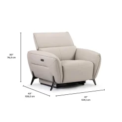 Fauteuil électrique inclinable avec appui-tête ajustable - cuir véritable