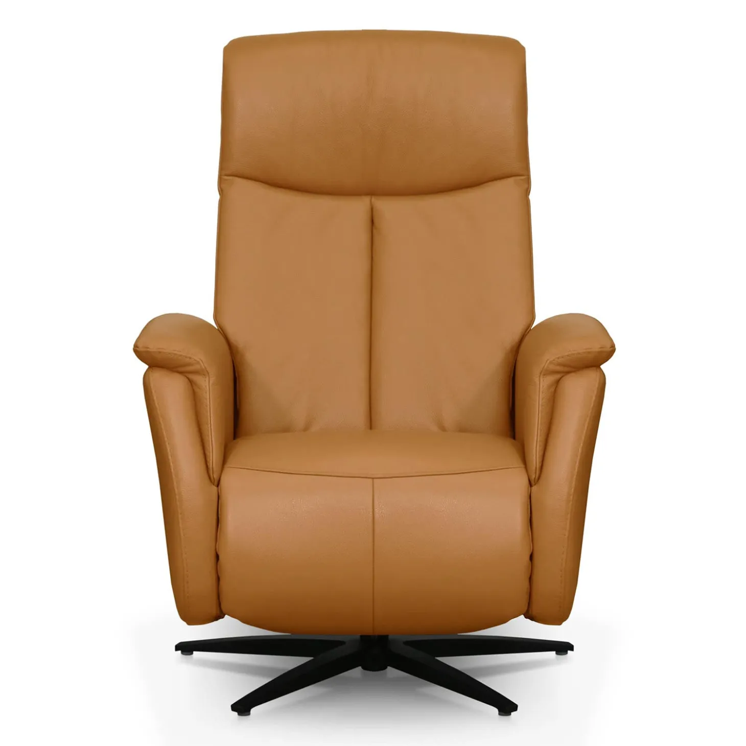 Fauteuil électrique inclinable et pivotant en cuir véritable - tan