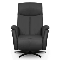 Fauteuil électrique inclinable et pivotant en cuir véritable - gris foncé
