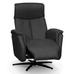 Fauteuil électrique inclinable et pivotant en cuir véritable - gris foncé