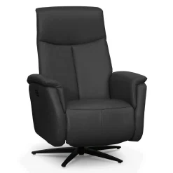 Fauteuil électrique inclinable et pivotant en cuir véritable - gris foncé