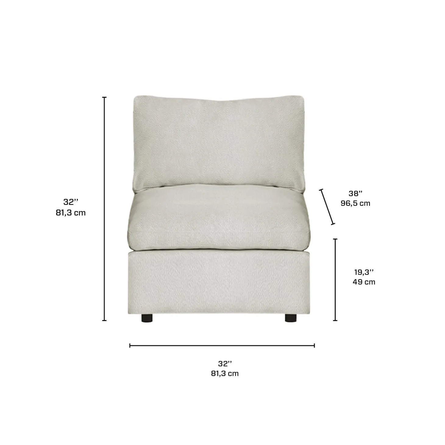 Fauteuil modulaire sans bras - beige