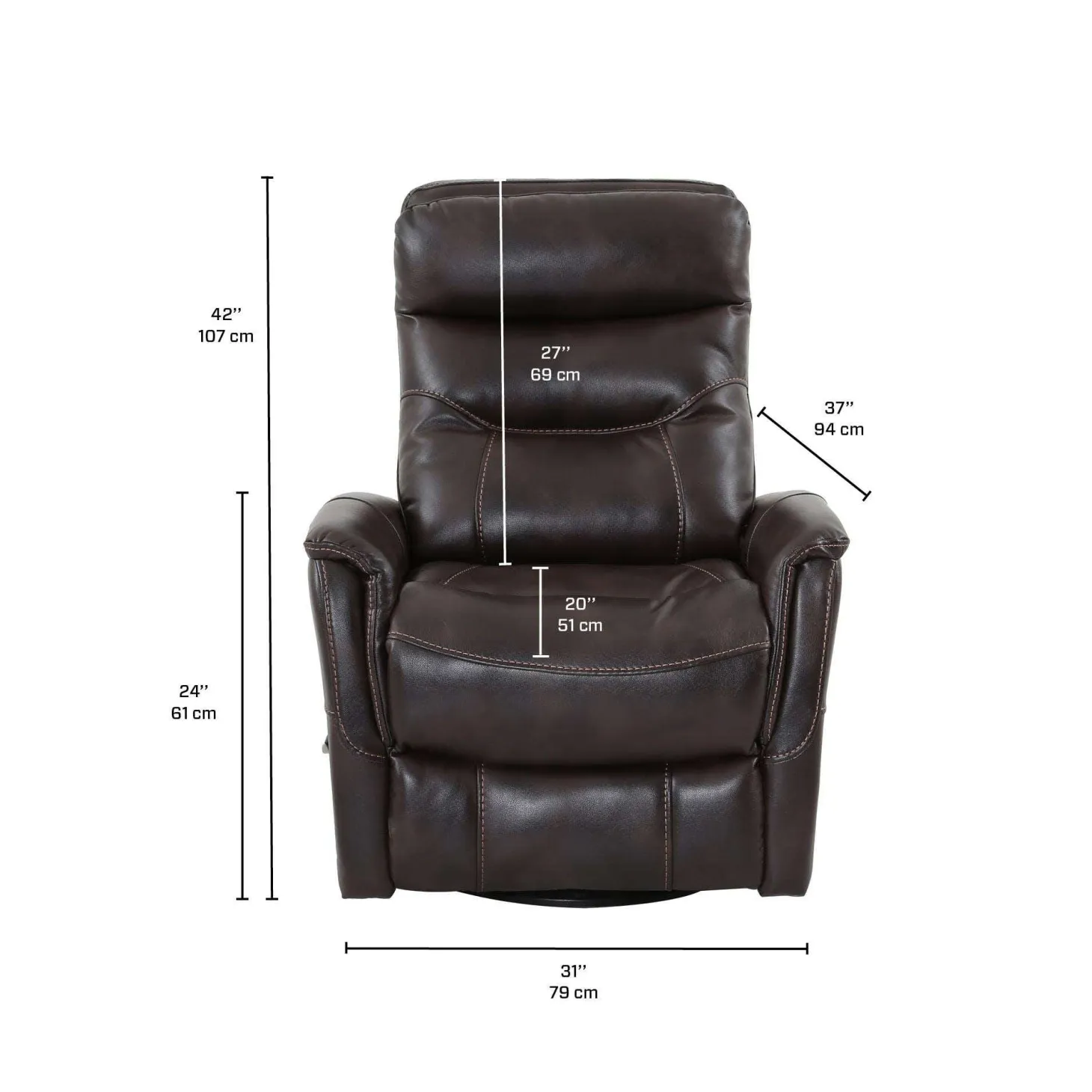 Fauteuil pivotant inclinable en cuir