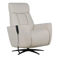 Fauteuil tout cuir électrique inclinable et pivotant 4 moteurs avec massage, haut-parleurs intégrés et lumières LED