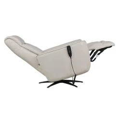Fauteuil tout cuir électrique inclinable et pivotant 4 moteurs avec massage, haut-parleurs intégrés et lumières LED