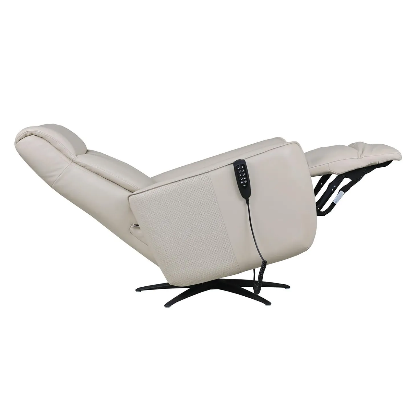 Fauteuil tout cuir électrique inclinable et pivotant 4 moteurs avec massage, haut-parleurs intégrés et lumières LED