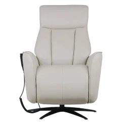 Fauteuil tout cuir électrique inclinable et pivotant 4 moteurs avec massage, haut-parleurs intégrés et lumières LED