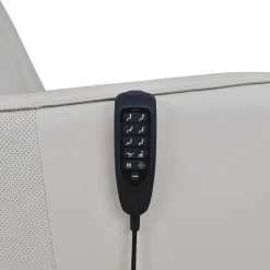 Fauteuil tout cuir électrique inclinable et pivotant 4 moteurs avec massage, haut-parleurs intégrés et lumières LED