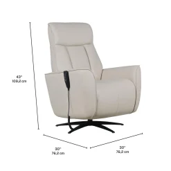 Fauteuil tout cuir électrique inclinable et pivotant 4 moteurs avec massage, haut-parleurs intégrés et lumières LED