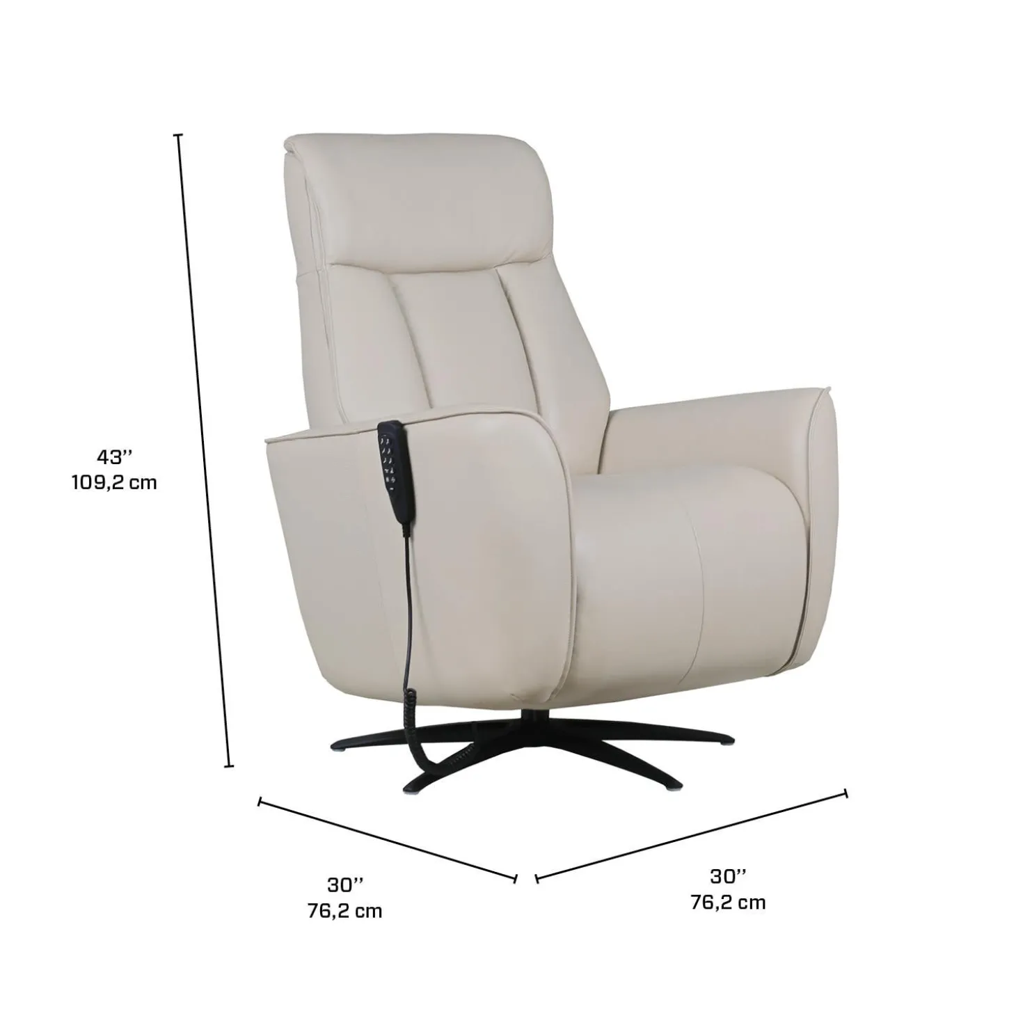Fauteuil tout cuir électrique inclinable et pivotant 4 moteurs avec massage, haut-parleurs intégrés et lumières LED