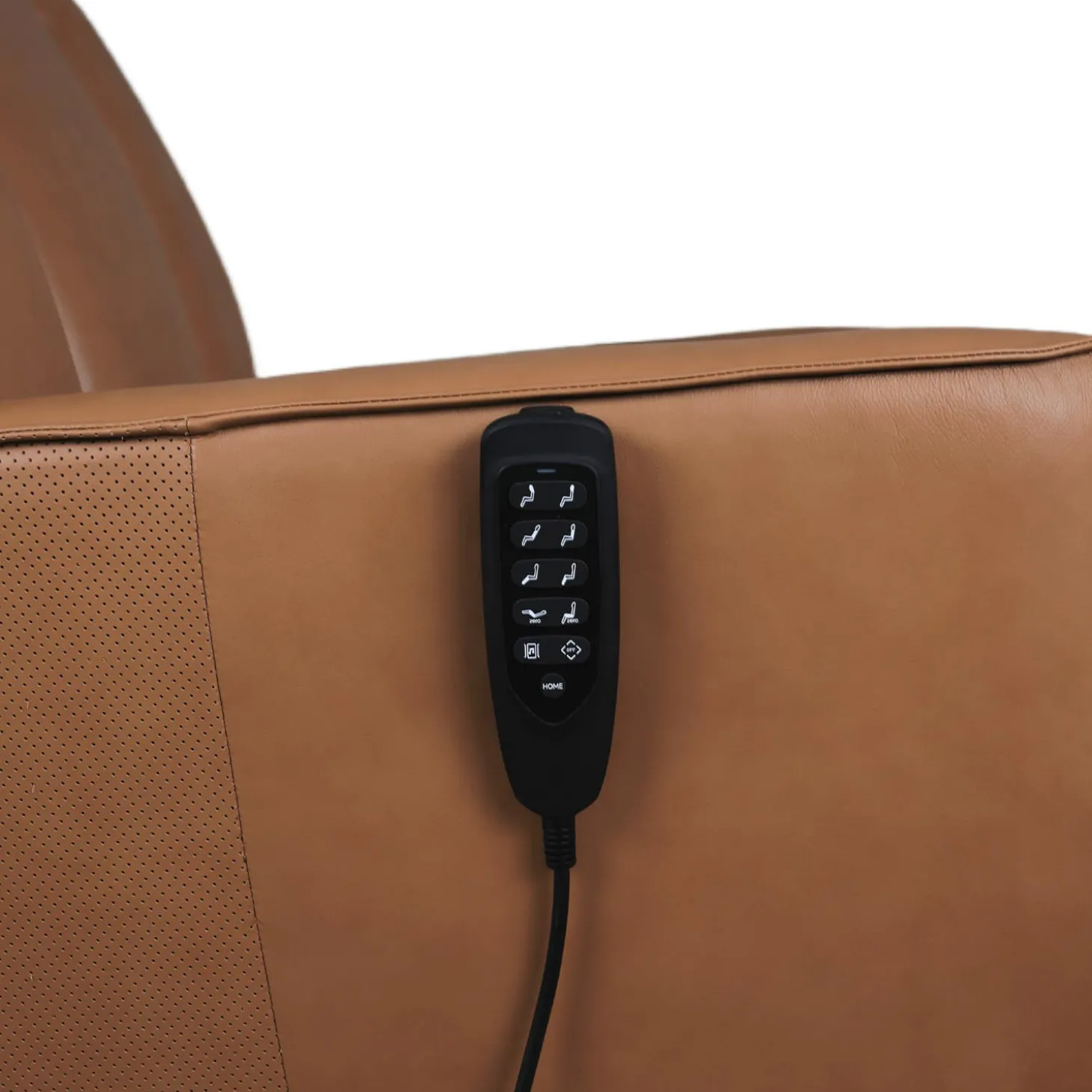 Fauteuil tout cuir électrique inclinable et pivotant 4 moteurs avec massage, haut-parleurs intégrés et lumières LED