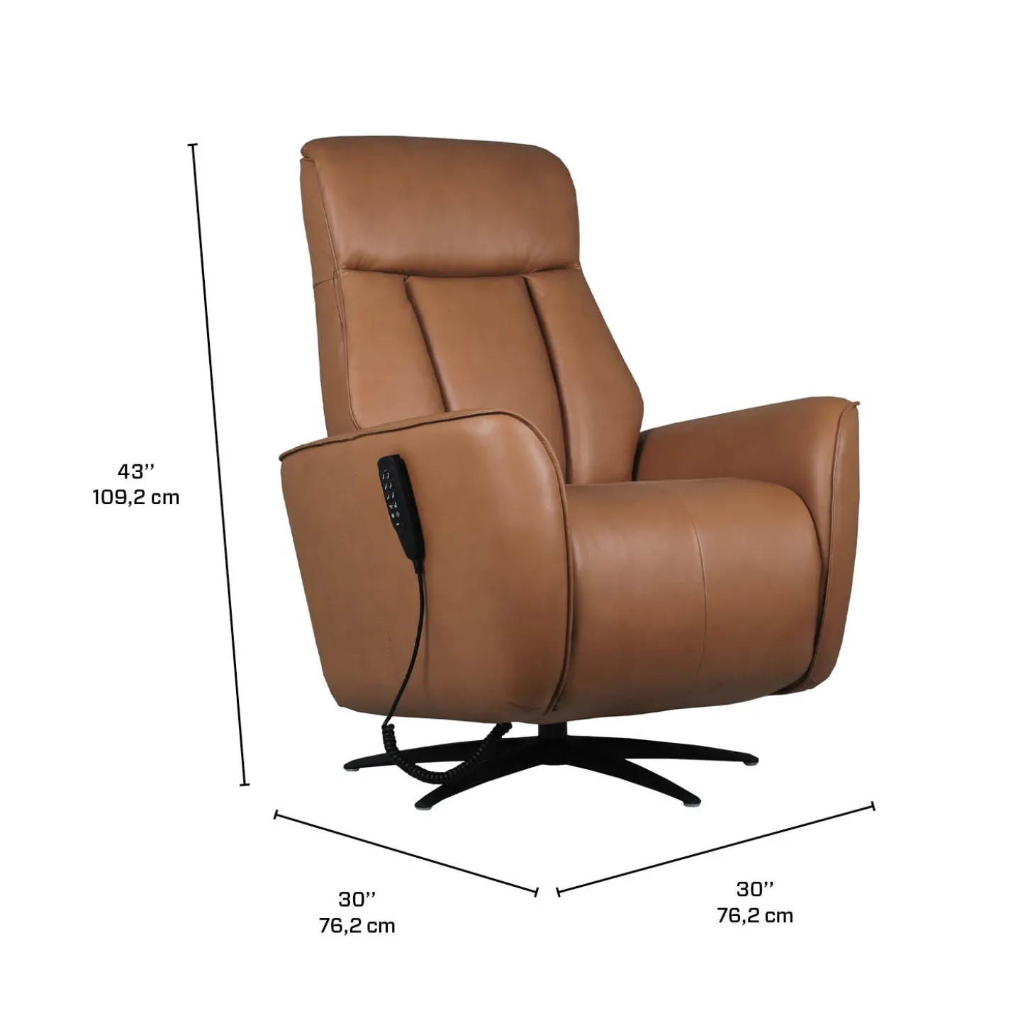 Fauteuil tout cuir électrique inclinable et pivotant 4 moteurs avec massage, haut-parleurs intégrés et lumières LED